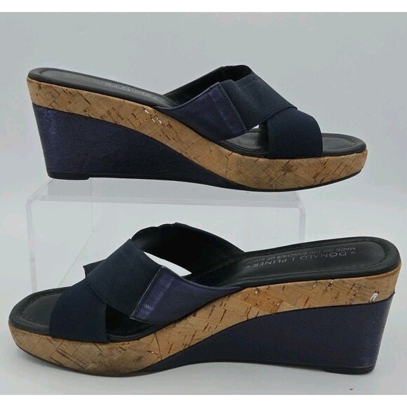 Donald Pliner Cosna Blue Elastic Cross Strap Slip‑On Wedge Sandal US 10 - Picture 2 of 8